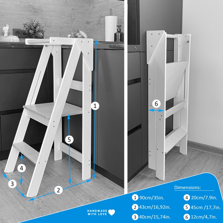 Foldable and Space Saving Kitchen Helper Tower  (White)