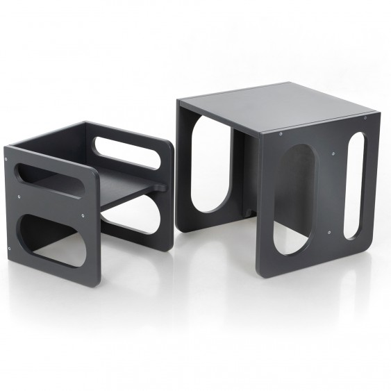 Montessori Cube Chair Set - Cube Chair and Table (Anthracite Grey)