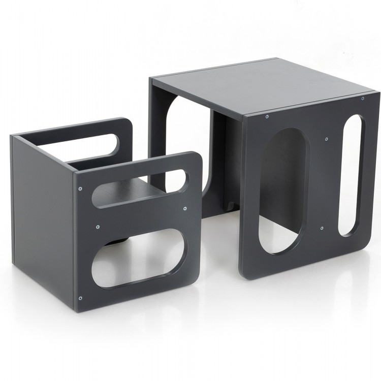 Montessori Cube Chair Set - Cube Chair and Table (Anthracite Grey)